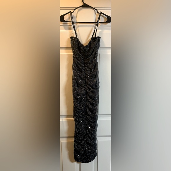 Fashion Nova Medium Evening Dress, Black w/ Silver & Gold Accents - Picture 3 of 5